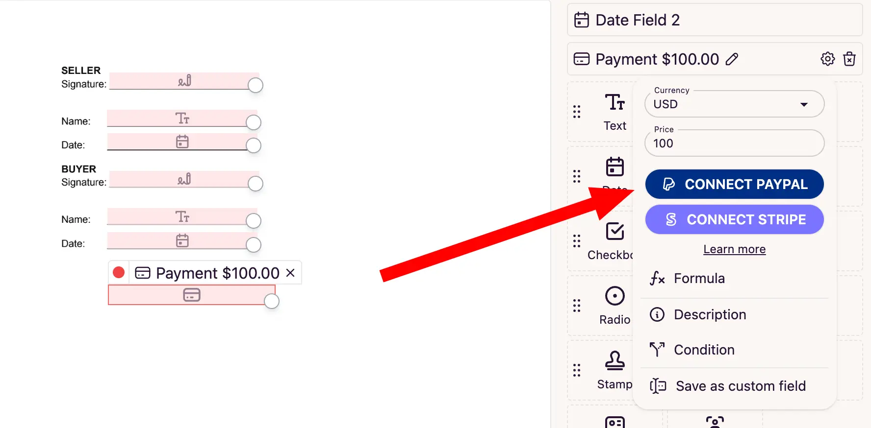 Connect PayPal Payment Field