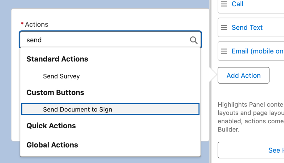 Salesforce add action button