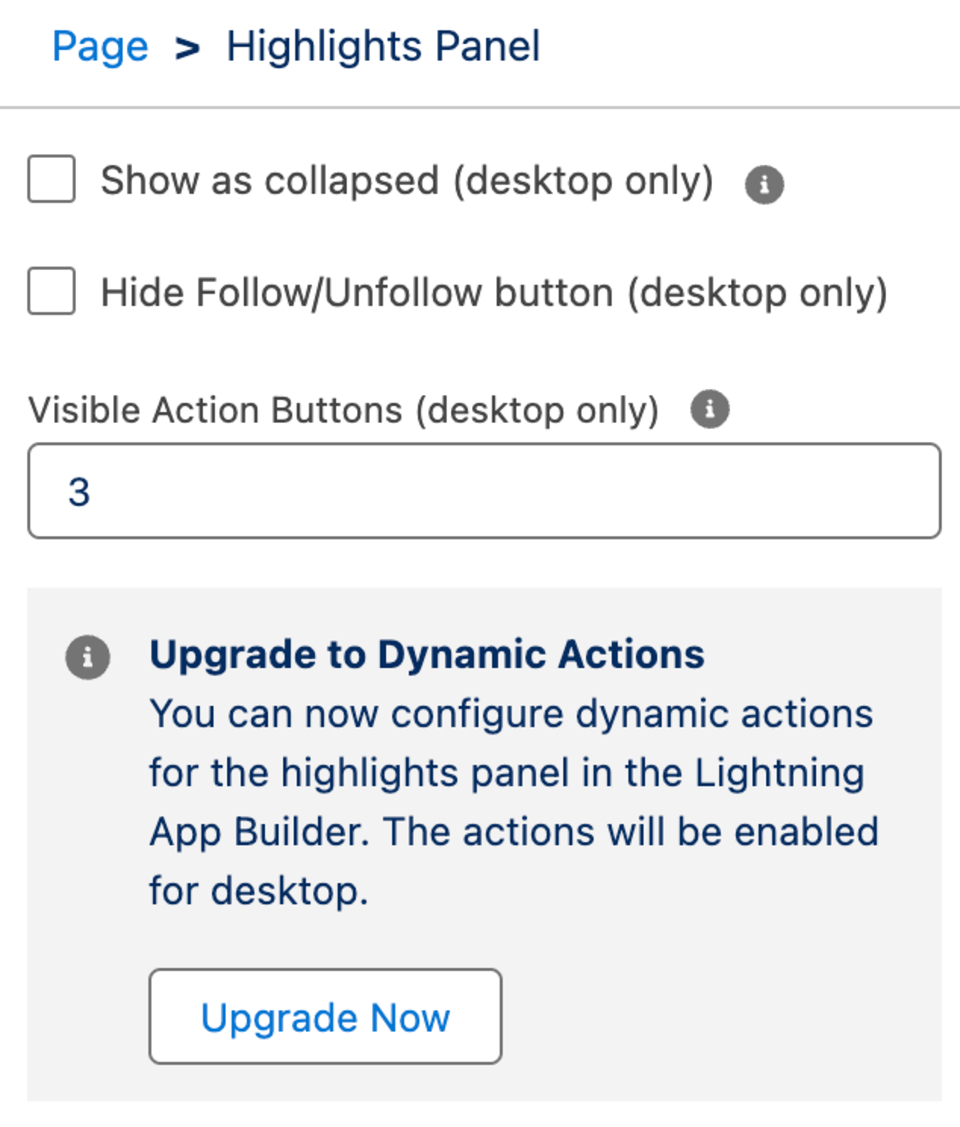 Salesforce upgrade to dynamic actions