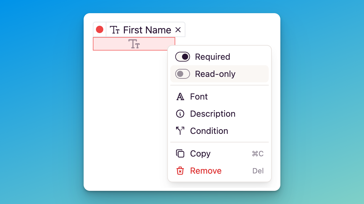 Enhanced Form Builder with Context Menu and Multi-Field Selection