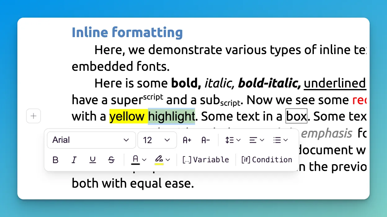 Enhanced Formatting in Dynamic Documents