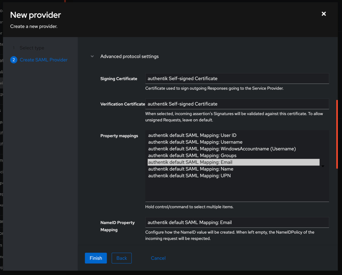 Configure advanced SAML settings in Authentic