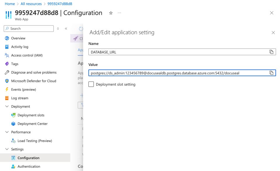 Azure PostgreSQL server connection details