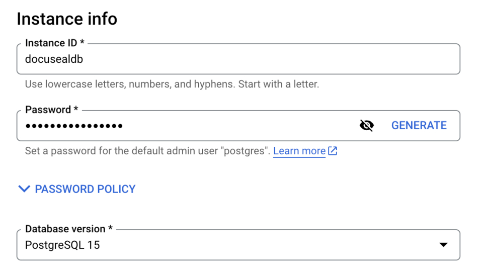 Create a PostgreSQL instance on Google Cloud Platform
