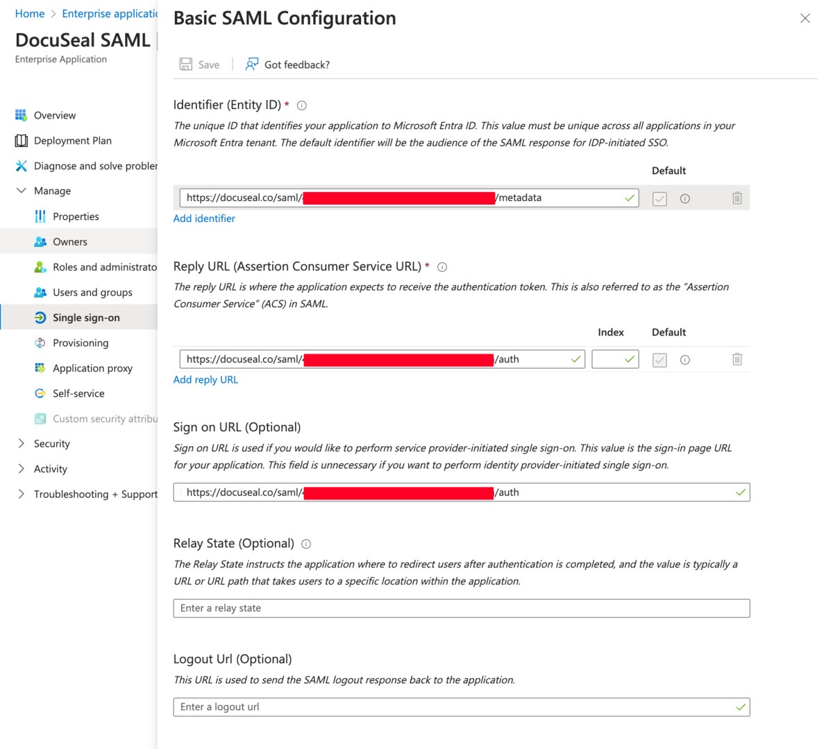 Microsoft Entra ID Basic SAML Configuration