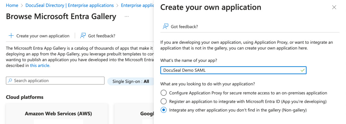 Microsoft Entra ID Create New Application