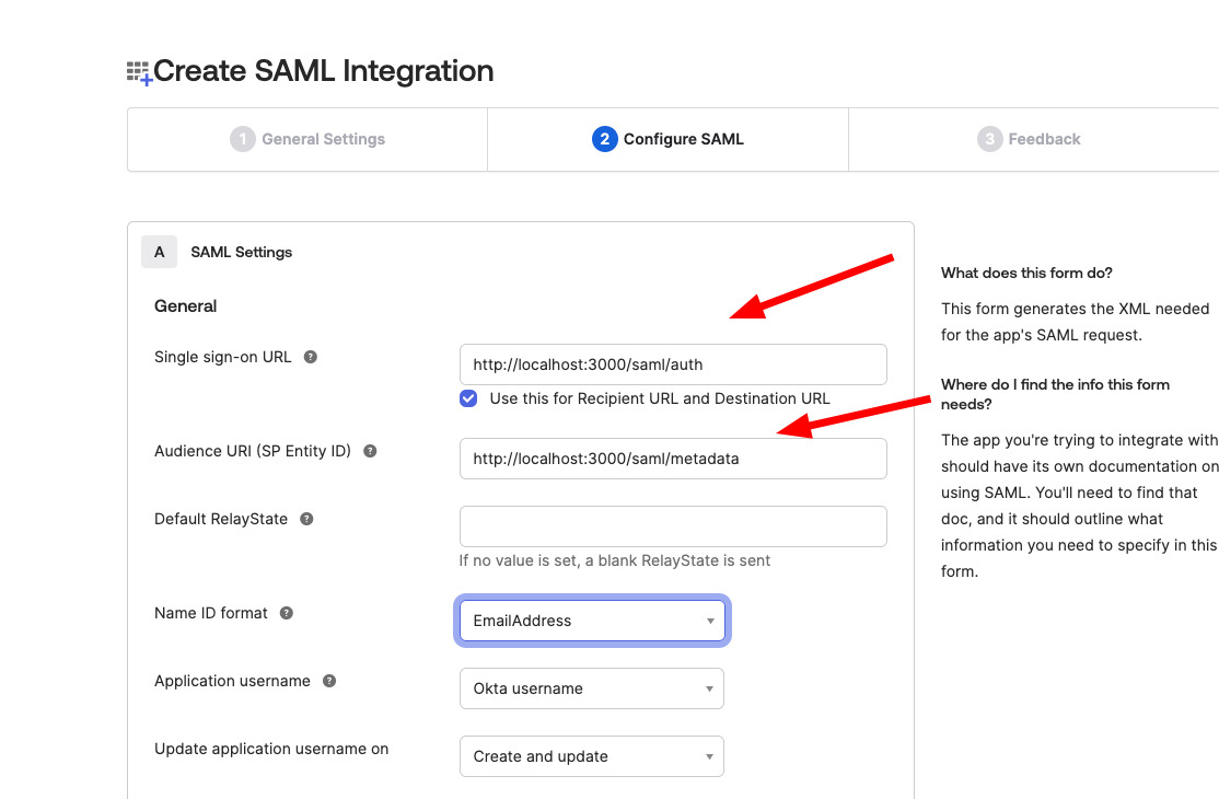 Configure SAML settings in Okta