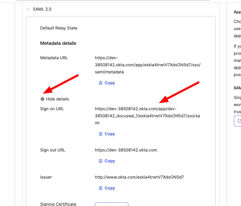 Retrieve Okta Sign-On URL