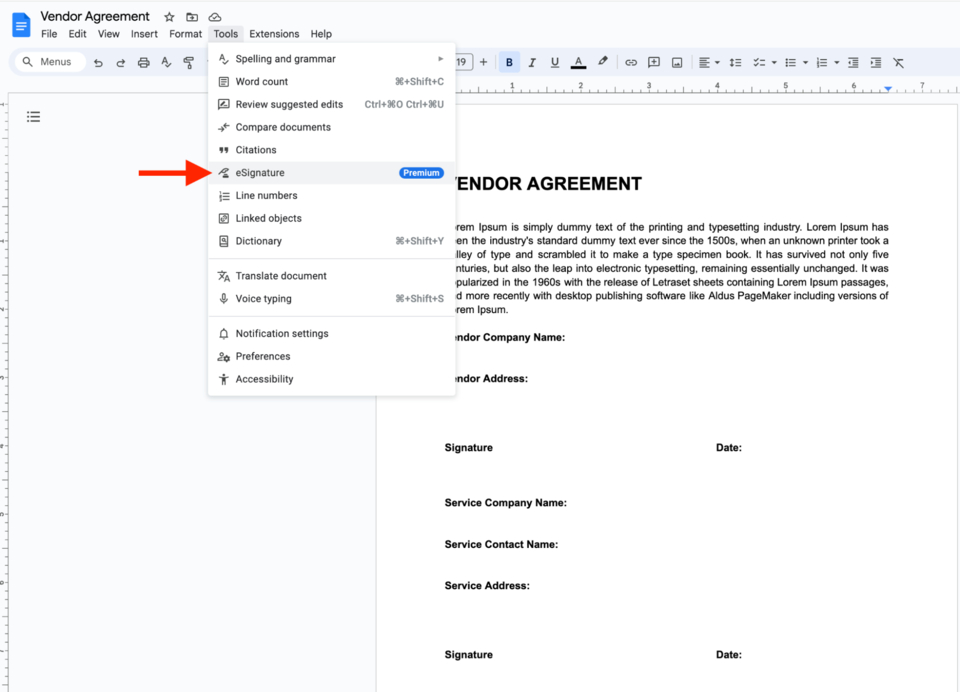 Google Docs eSignature Tool