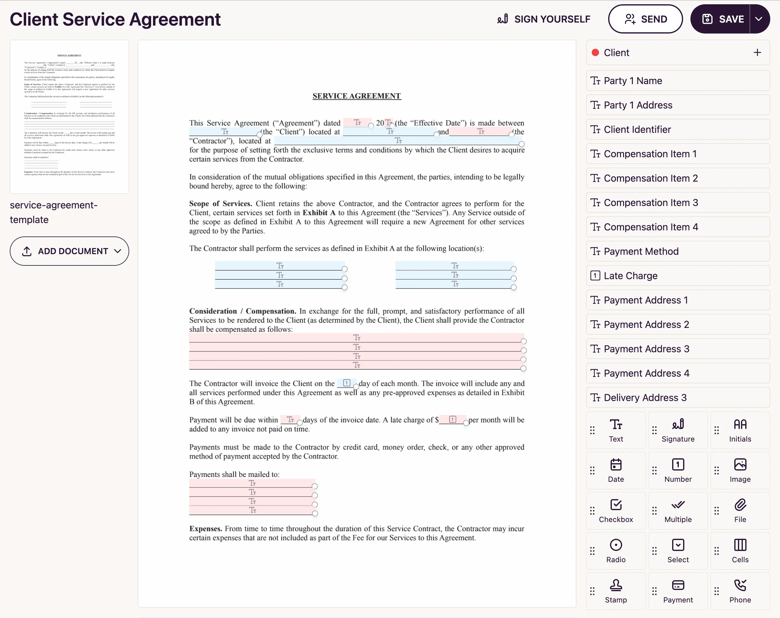Client Service Agreement Template Form