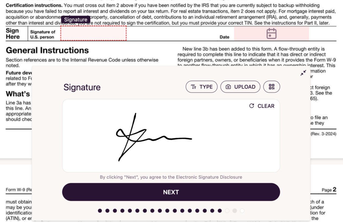 DocuSeal Signing W-9 Form