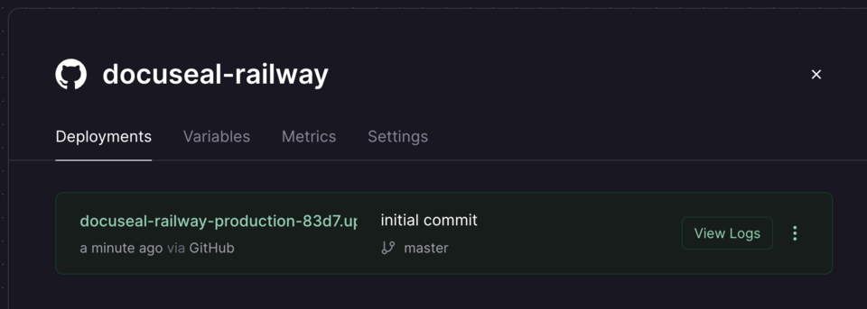 Railway Deployments Tab
