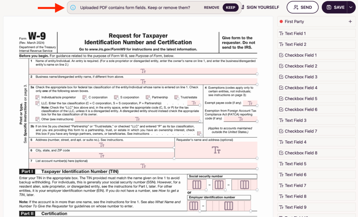 Template Builder Detected Fields