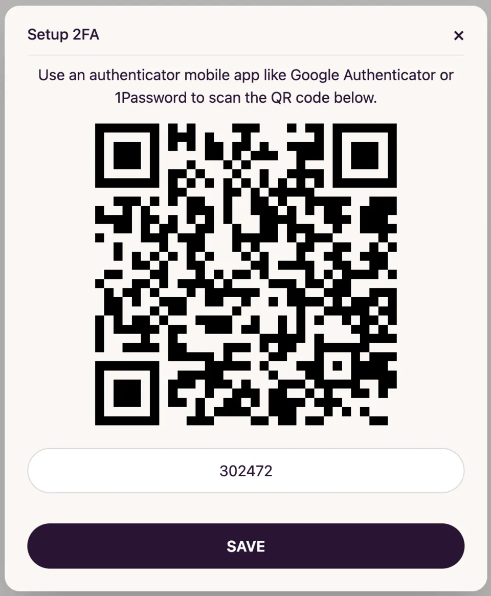 2FA Setup Modal