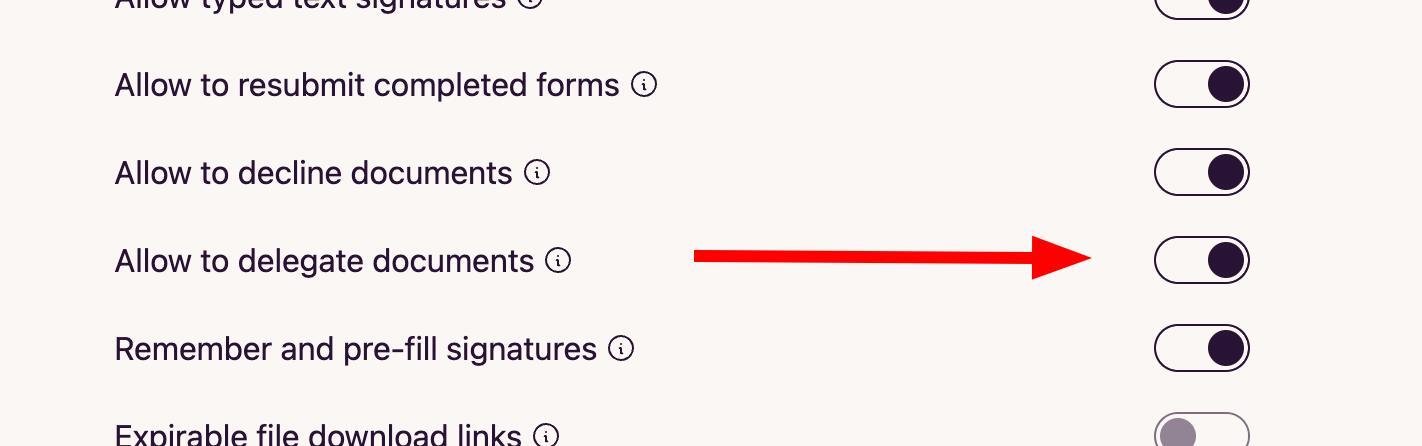 Account Settings Delegate Toggle