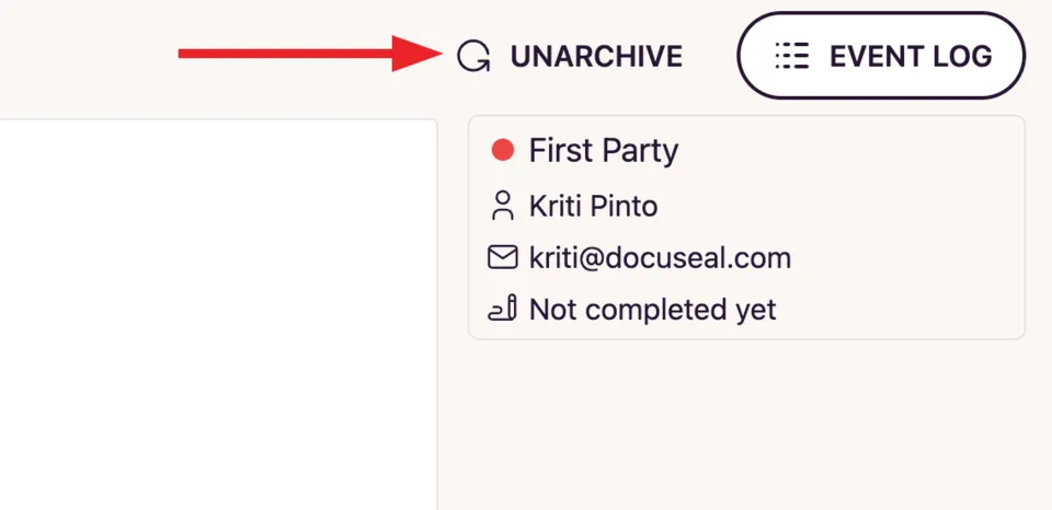 Archive template restore button