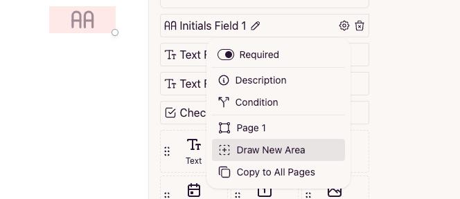 Multiple areas field