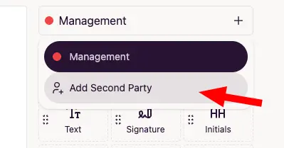 Add Second Party in the parties dropdown