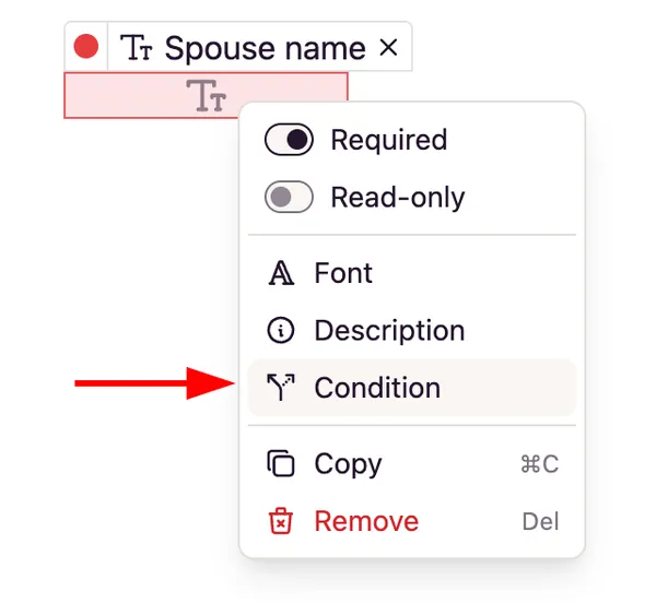 Field Context Menu Condition