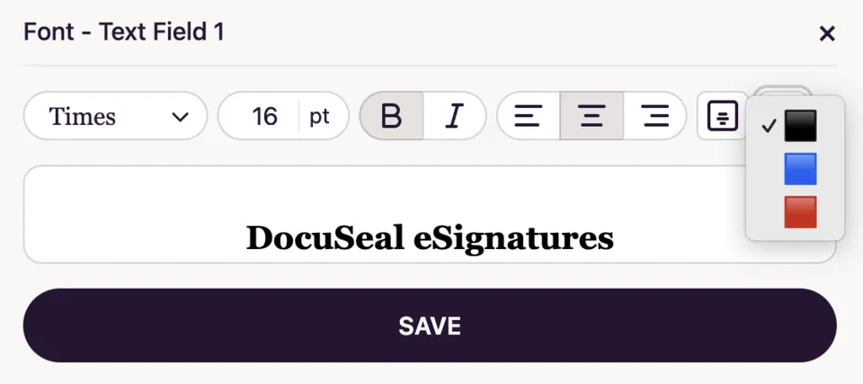 Customize text field font color dropdown