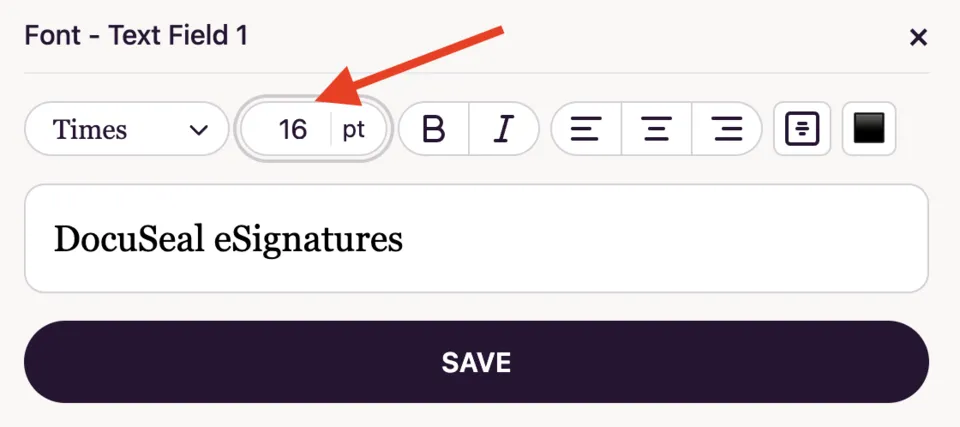 Customize text field font size dropdown