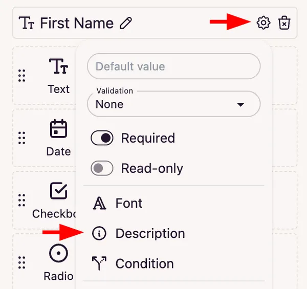 Field Description Settings