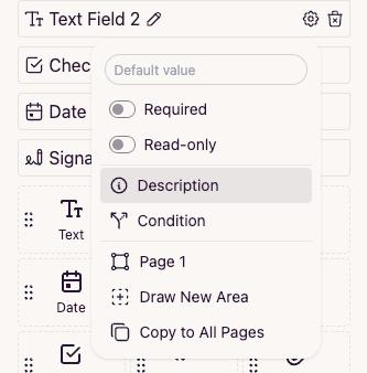 Field Description Settings