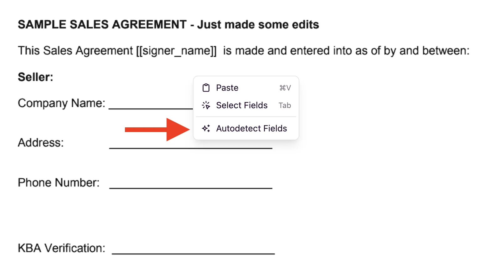 AI-powered autodetect fields feature