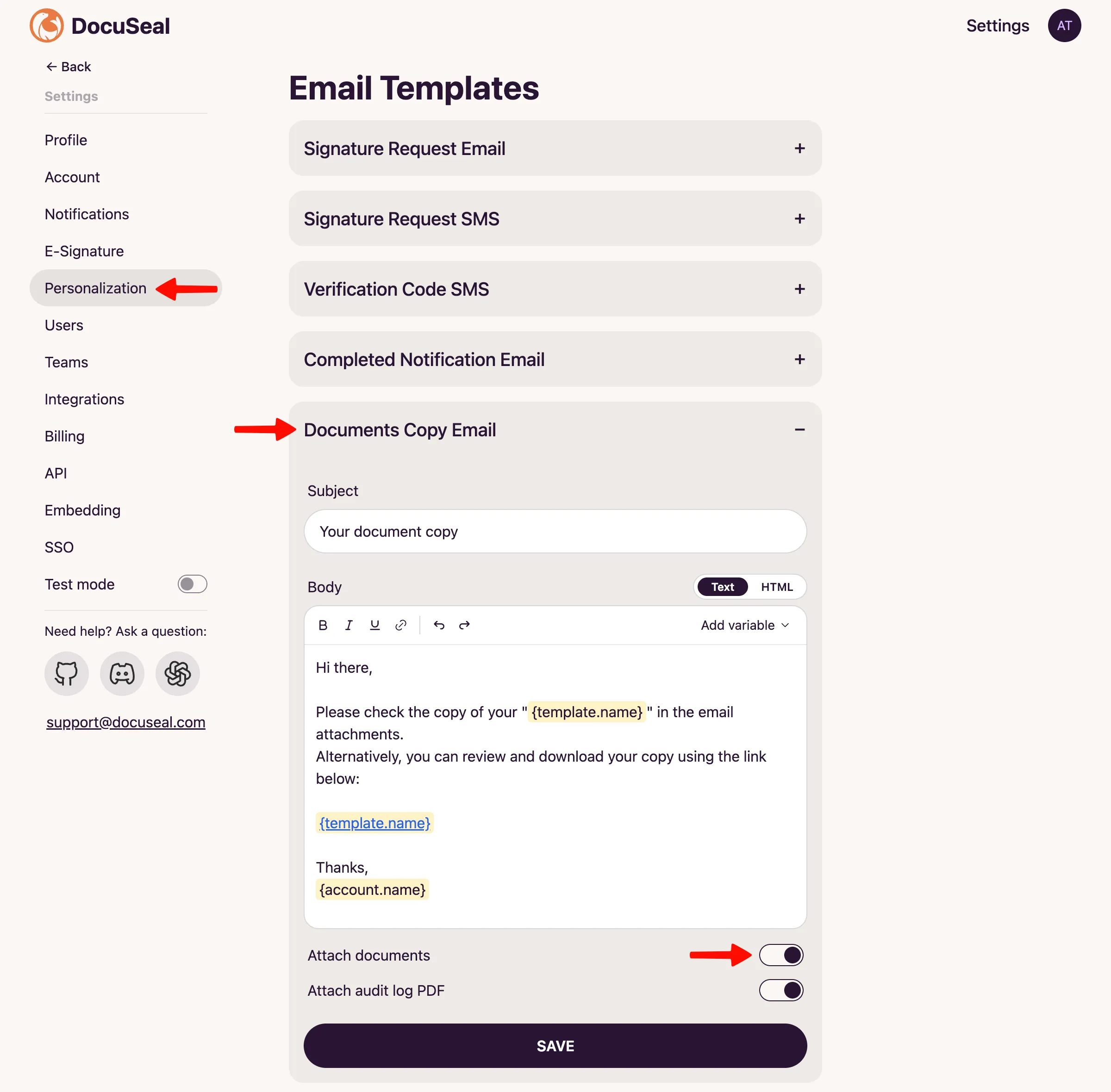 Documents Copy Email