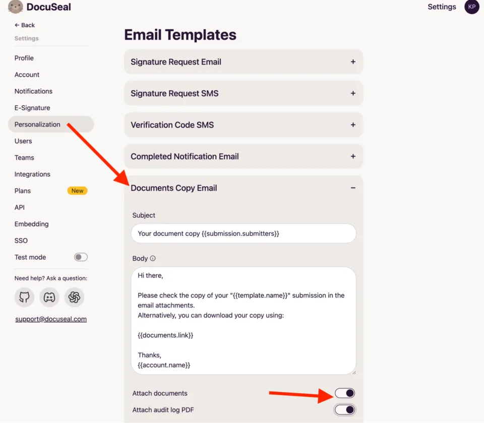 Documents Copy Email