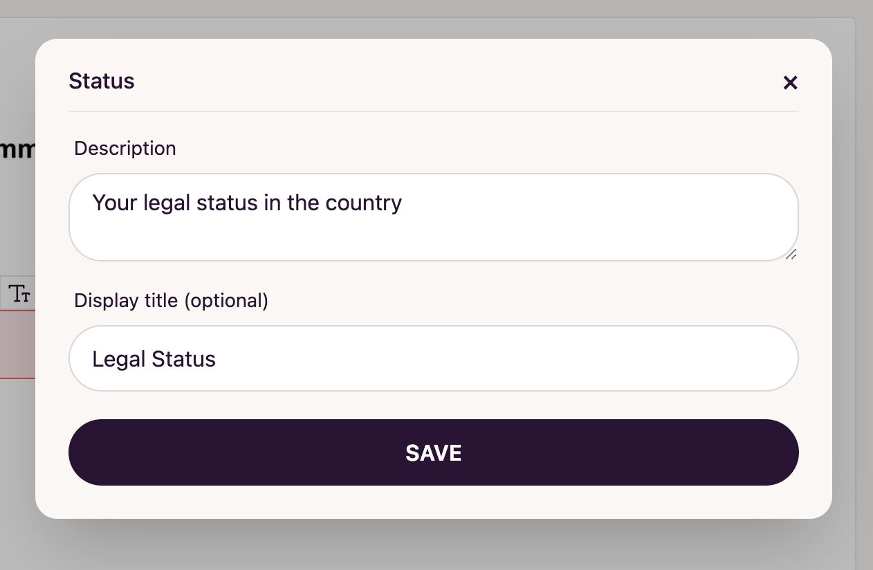 Field Description Modal