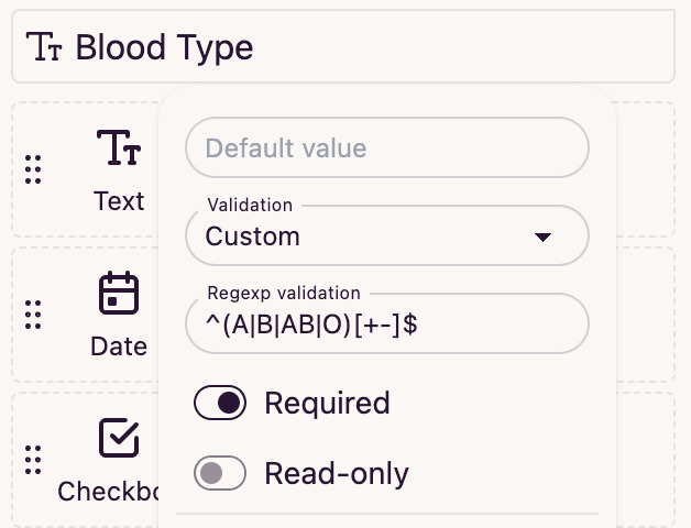 Custom field values validation