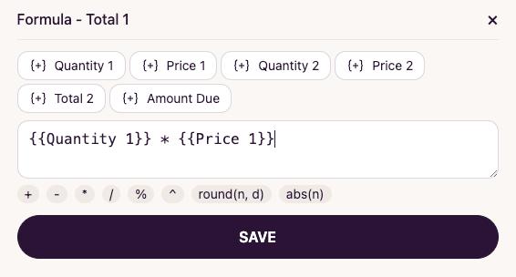 Formula Dropdown