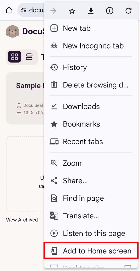 Google Chrome Top Menu