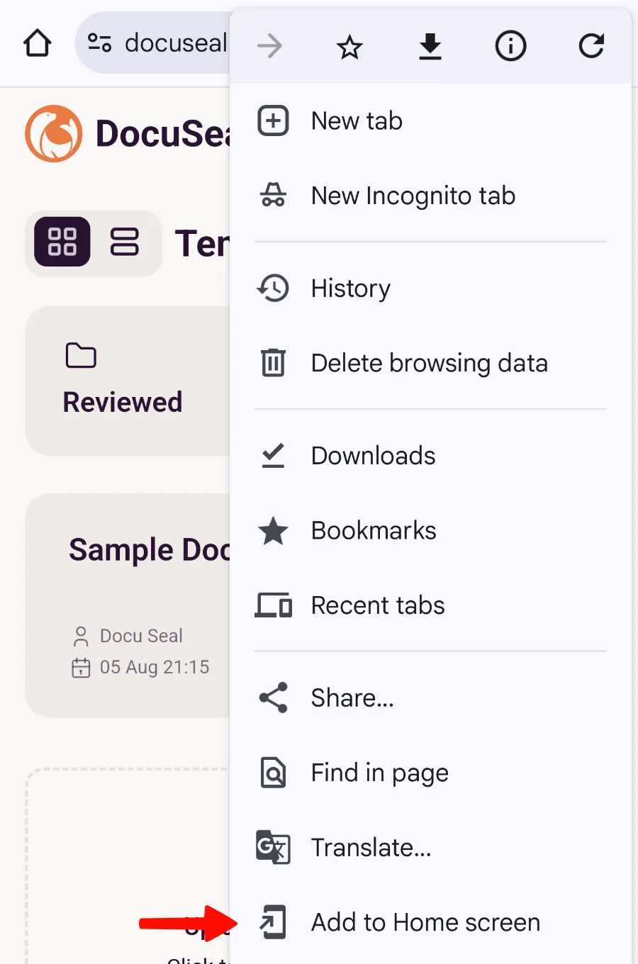 Google Chrome Top Menu