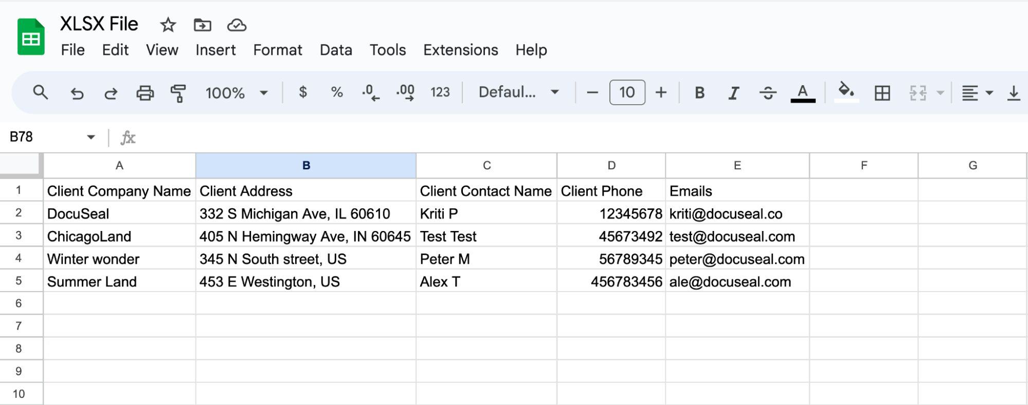 Google Sheet Recipients File