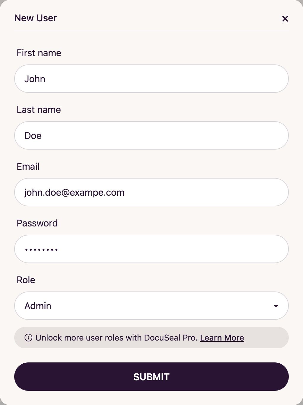 New User Form