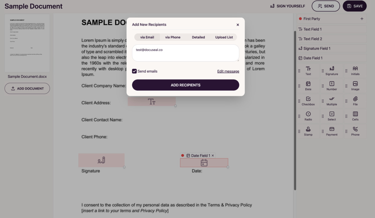 Add Recipients
