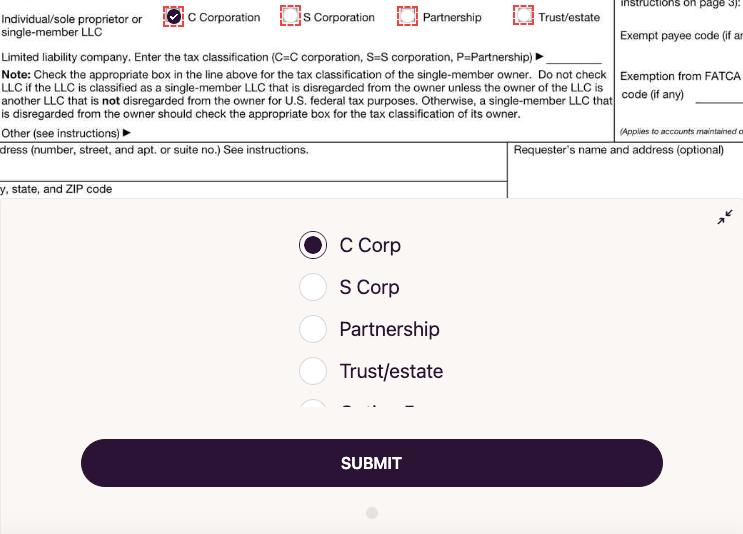 Signing Form radio field