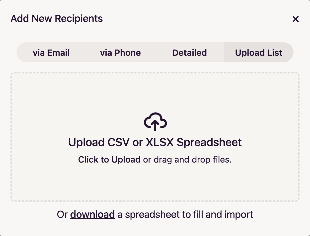 Recipient Modal List Uploader