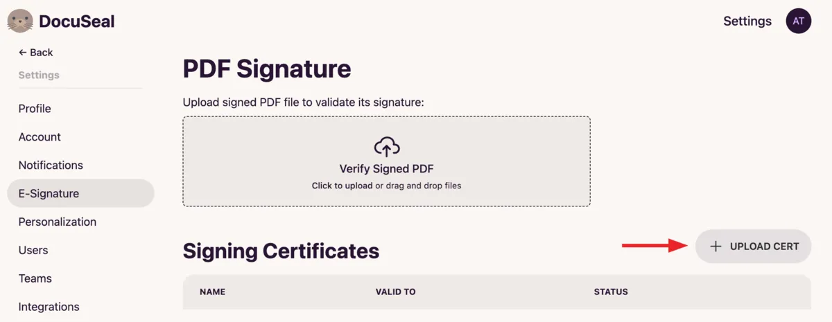 Upload Signing Certificate