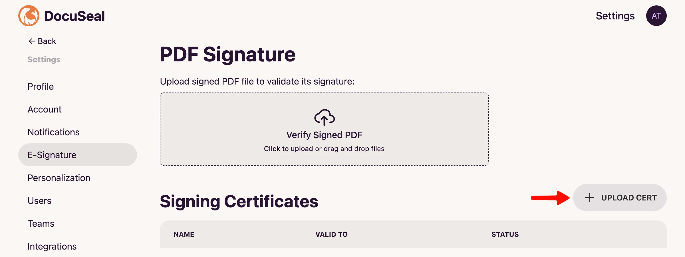 Upload Signing Certificate