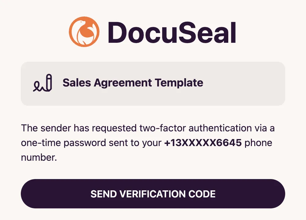 Signing Form Send Verification Code Start Step
