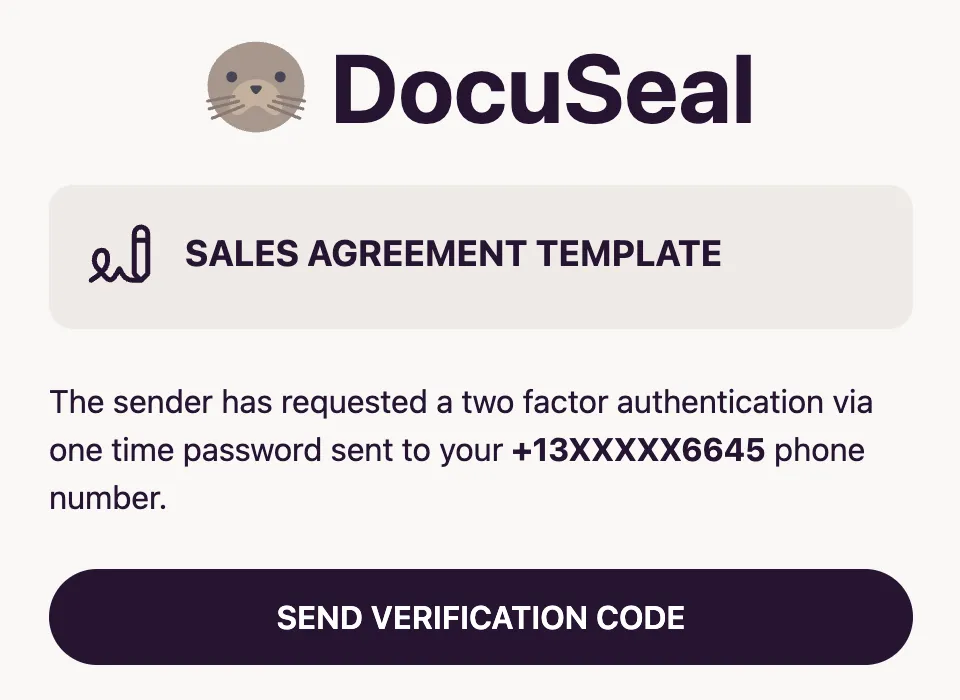Signing Form Send Verification Code Start Step