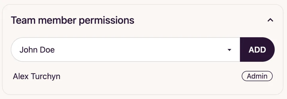 Template team member permissions preferences