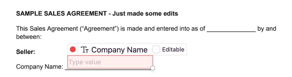 Double click on the field to edit