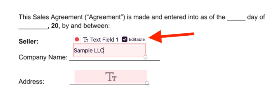 Editable pre-filled field