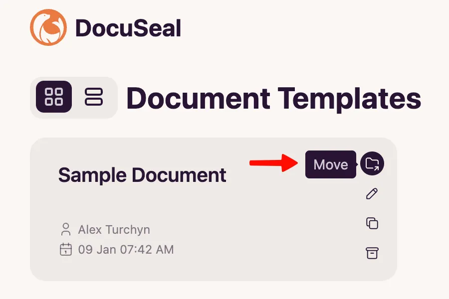 Move template to folder