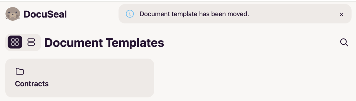 Template move to folder success notification