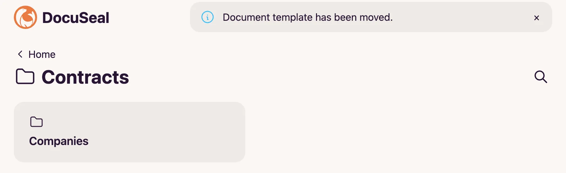 Template move to subfolder success notification
